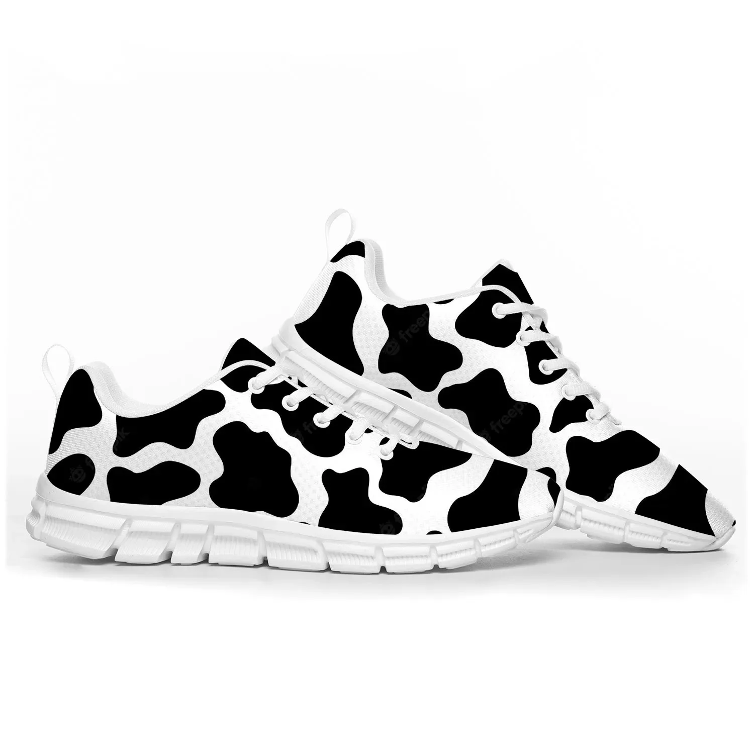 Men'S Shoes Black And White - بقرة طباعة 3D نمط أحذية رياضية