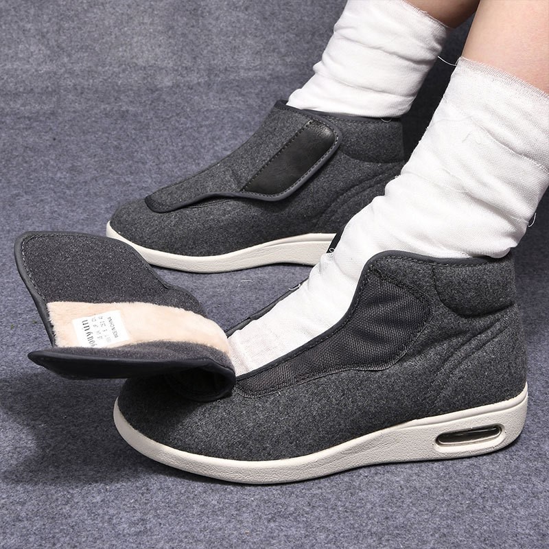 Men'S Shoes For Wide Feet - أحذية شتوية مخملية لتقويم العظام، مناسبة