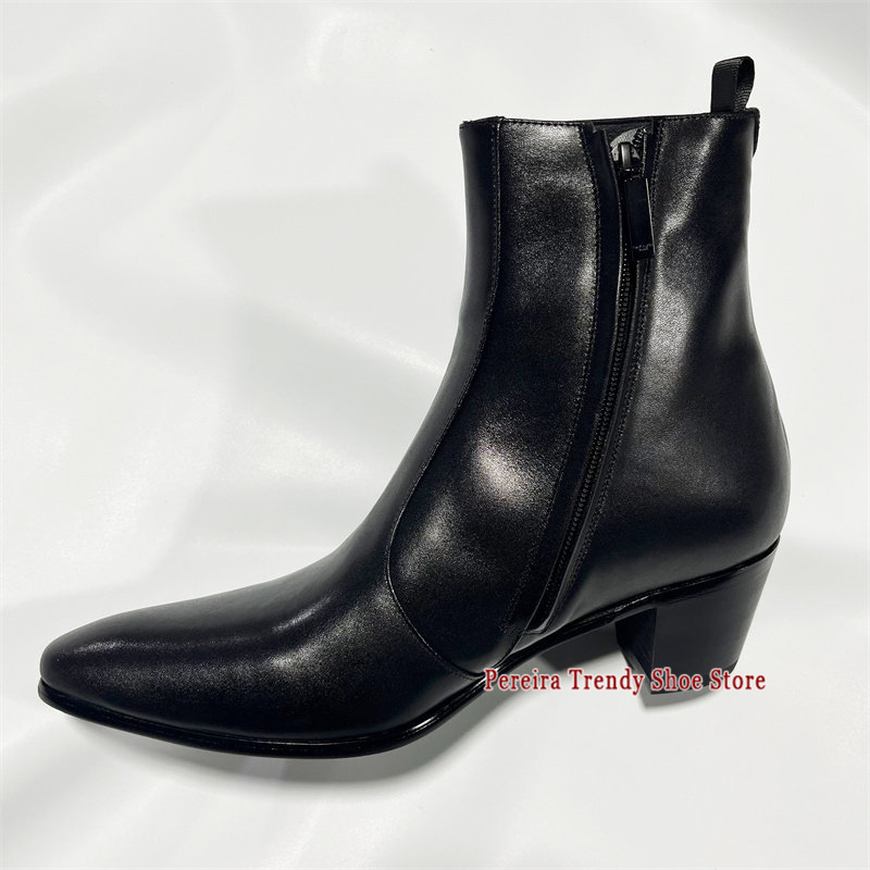 Men'S Shoes Black And White - أحذية تشيلسي بريطانية الطراز من جلد
