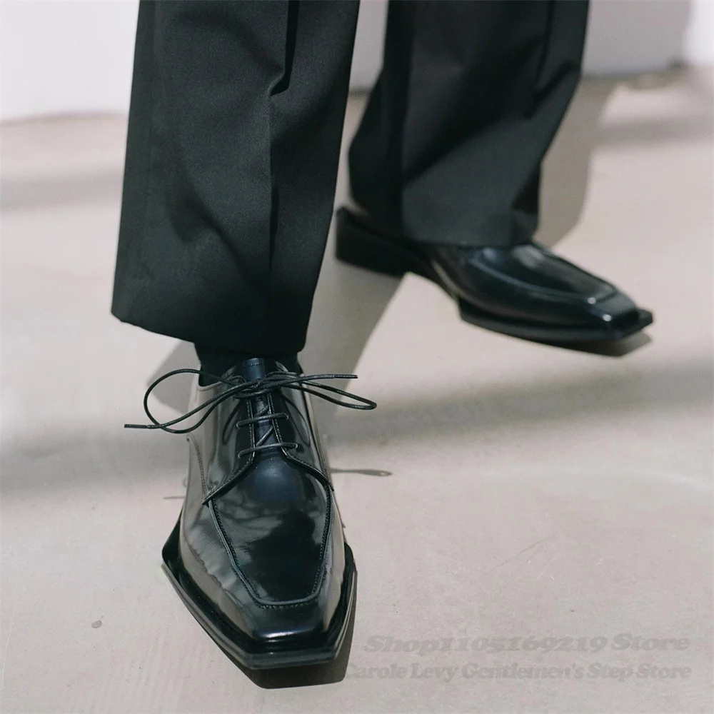Men Shoes Oxford - أسود براءات الاختراع والجلود الرجال 4