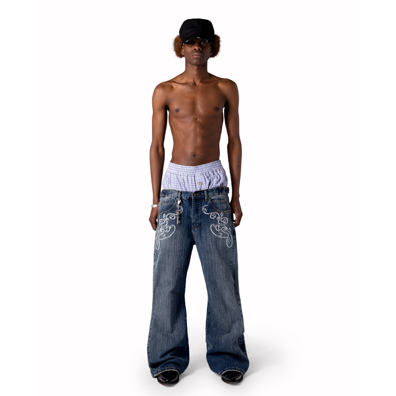 جينز بوت كات أزرق بتصميم Y2K،  - مراجعة Men Shoes Jeans وسعره