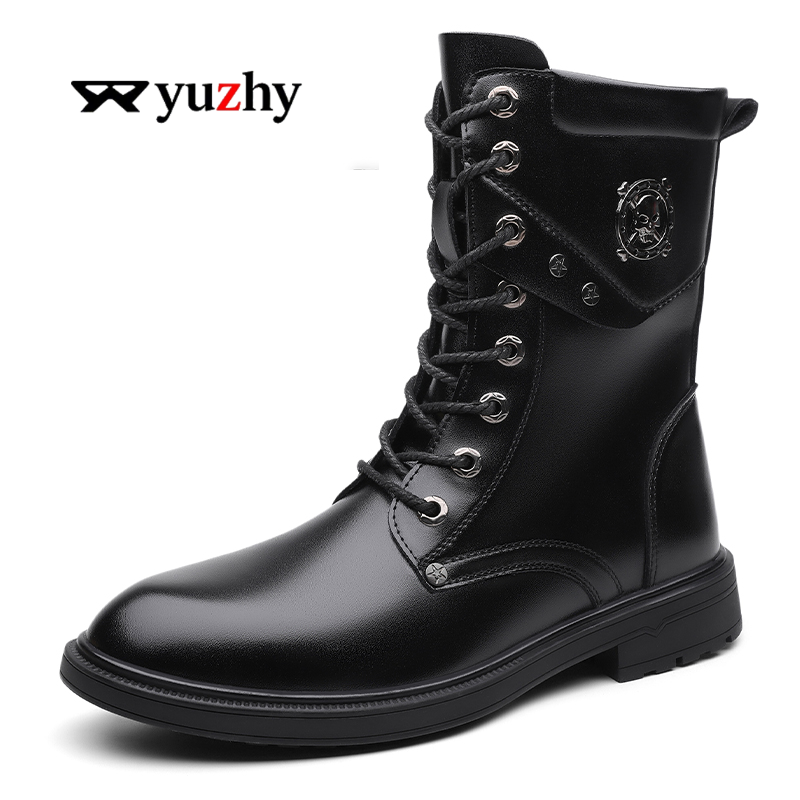 أحذية بوت عالية الساق بنعل سمي - مراجعة Men'S Shoes Black And White وسعره