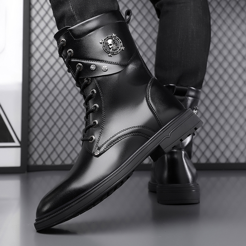 أحذية بوت عالية الساق بنعل سمي - مراجعة Men'S Shoes Black And White وسعره