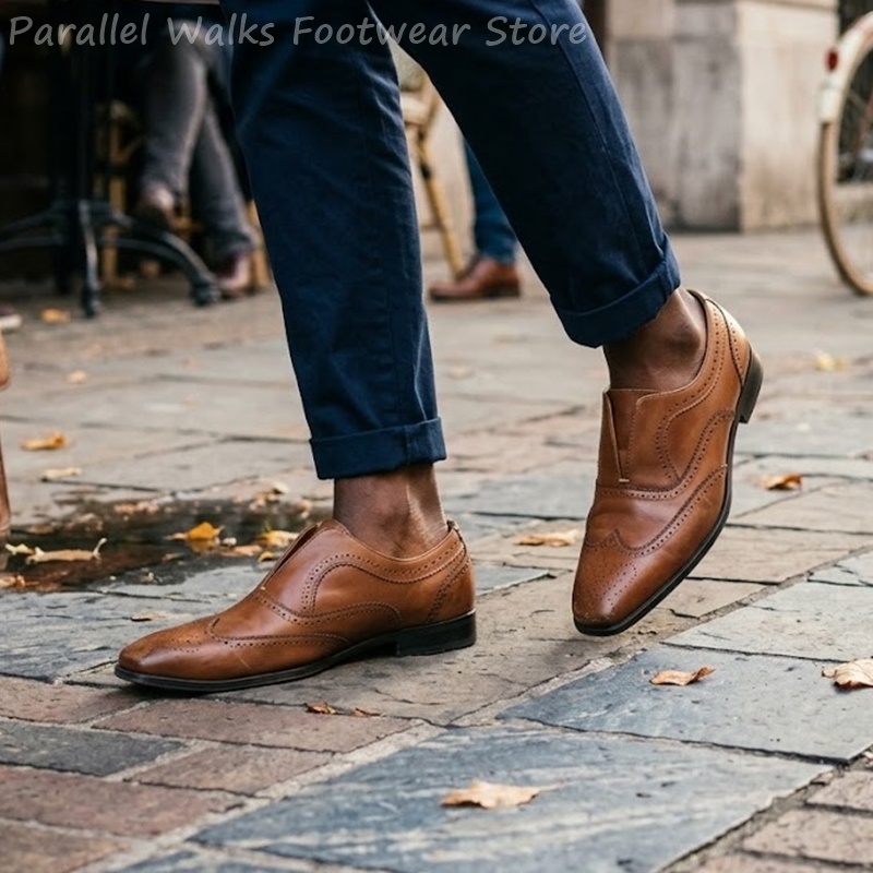 أحذية رجالية جلدية بنية اللون  - مراجعة Men Shoes Oxford وسعره