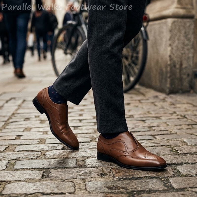 أحذية رجالية جلدية بنية اللون  - مراجعة Men Shoes Oxford وسعره