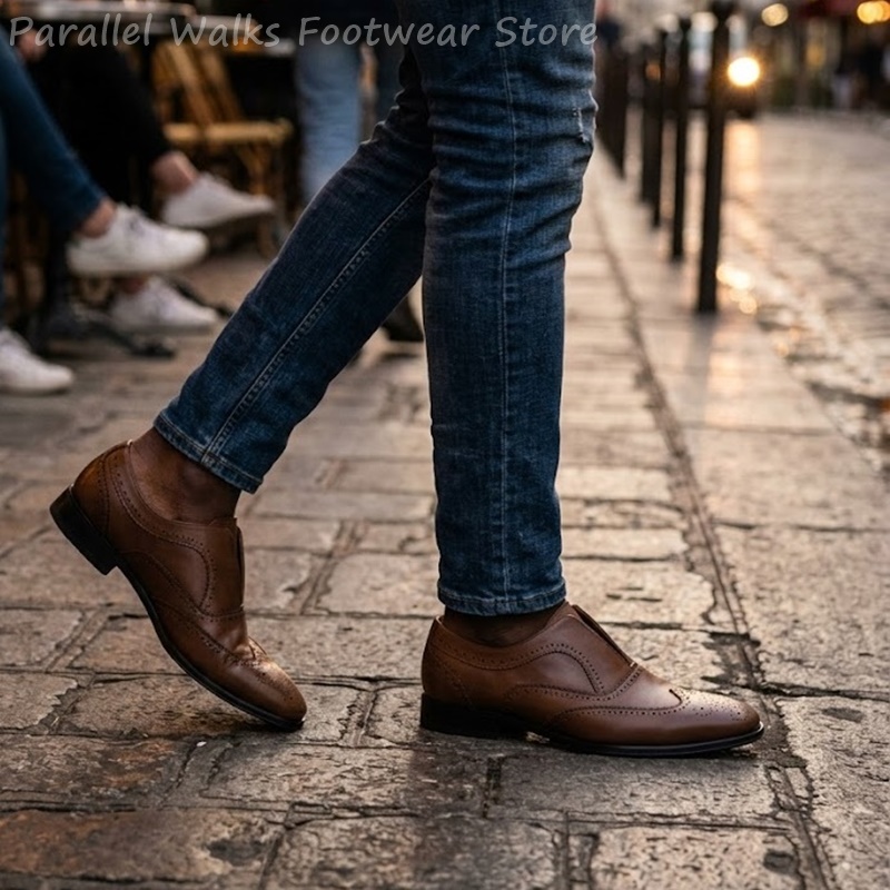 أحذية رجالية جلدية بنية اللون  - مراجعة Men Shoes Oxford وسعره